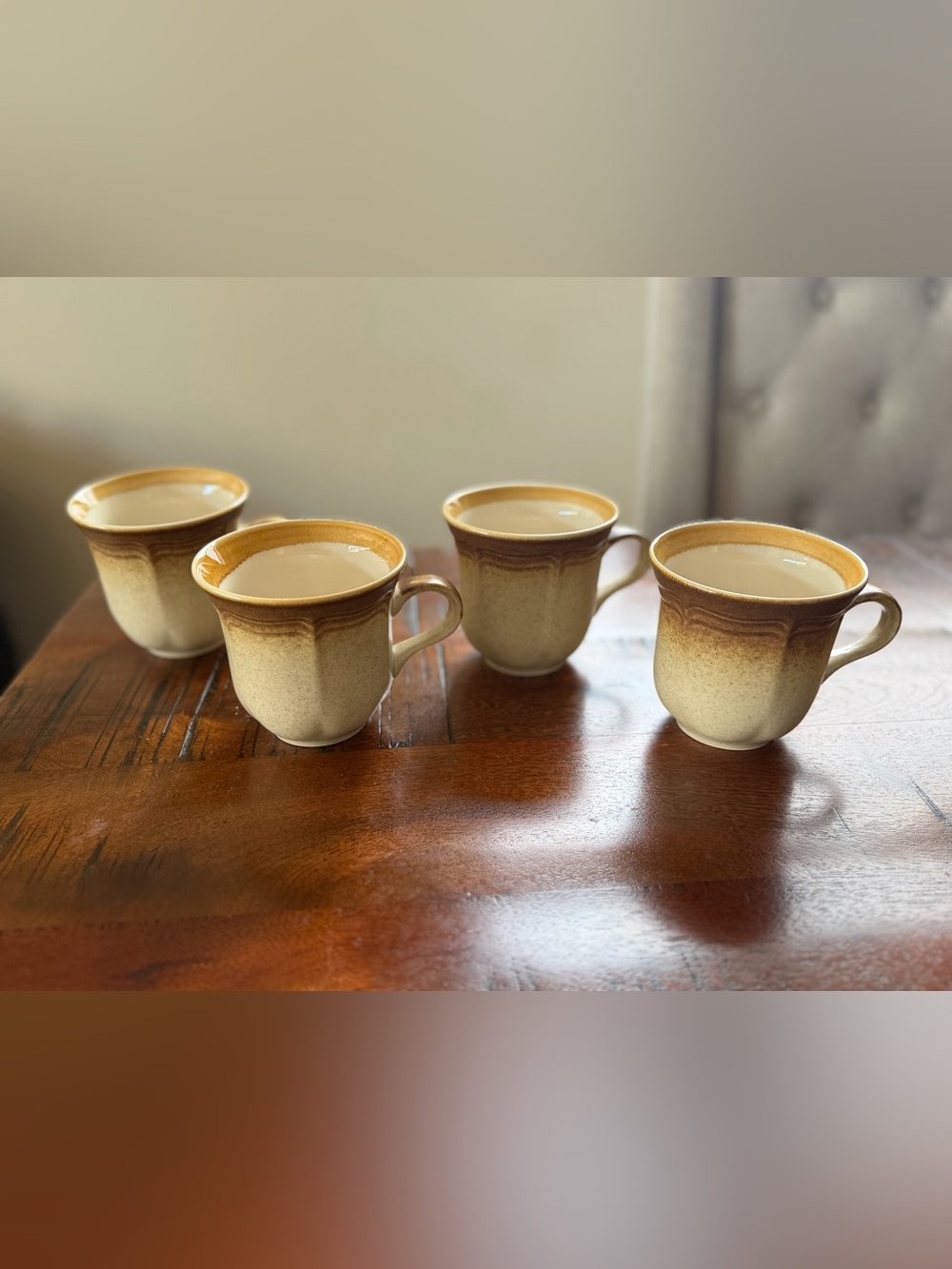 Vintage Mikasa Whole Wheat Stoneware Mugs Tea Cups - Set of 4 Made in Japan